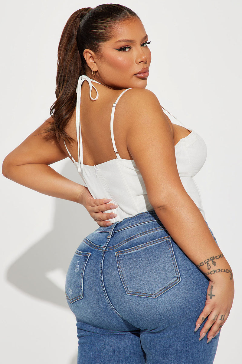 Tell Me A Secret Linen Corset Top - White