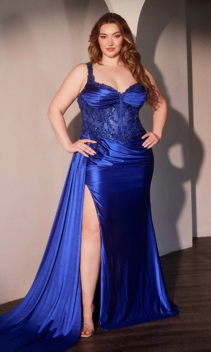 Side-Sash Plus-Size Prom Gown: CLKV1125C