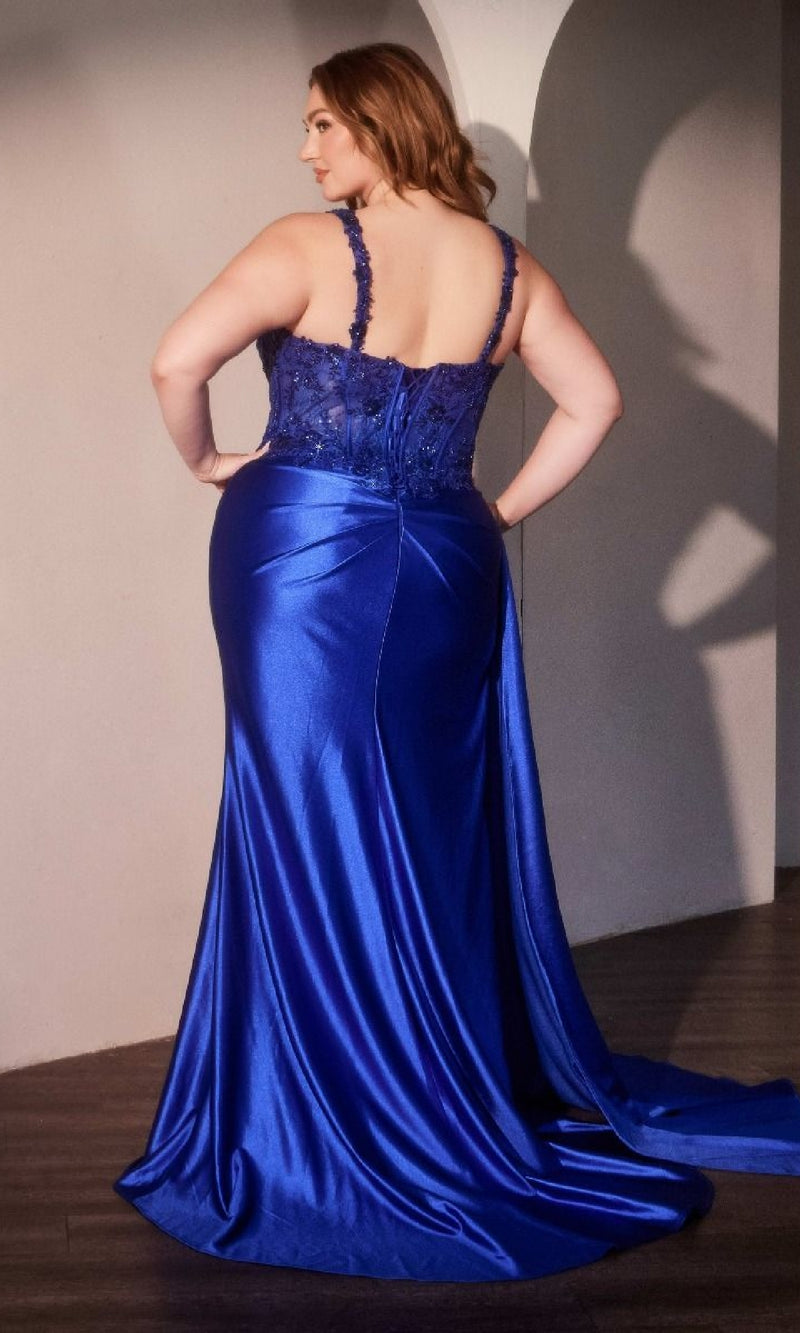 Side-Sash Plus-Size Prom Gown: CLKV1125C