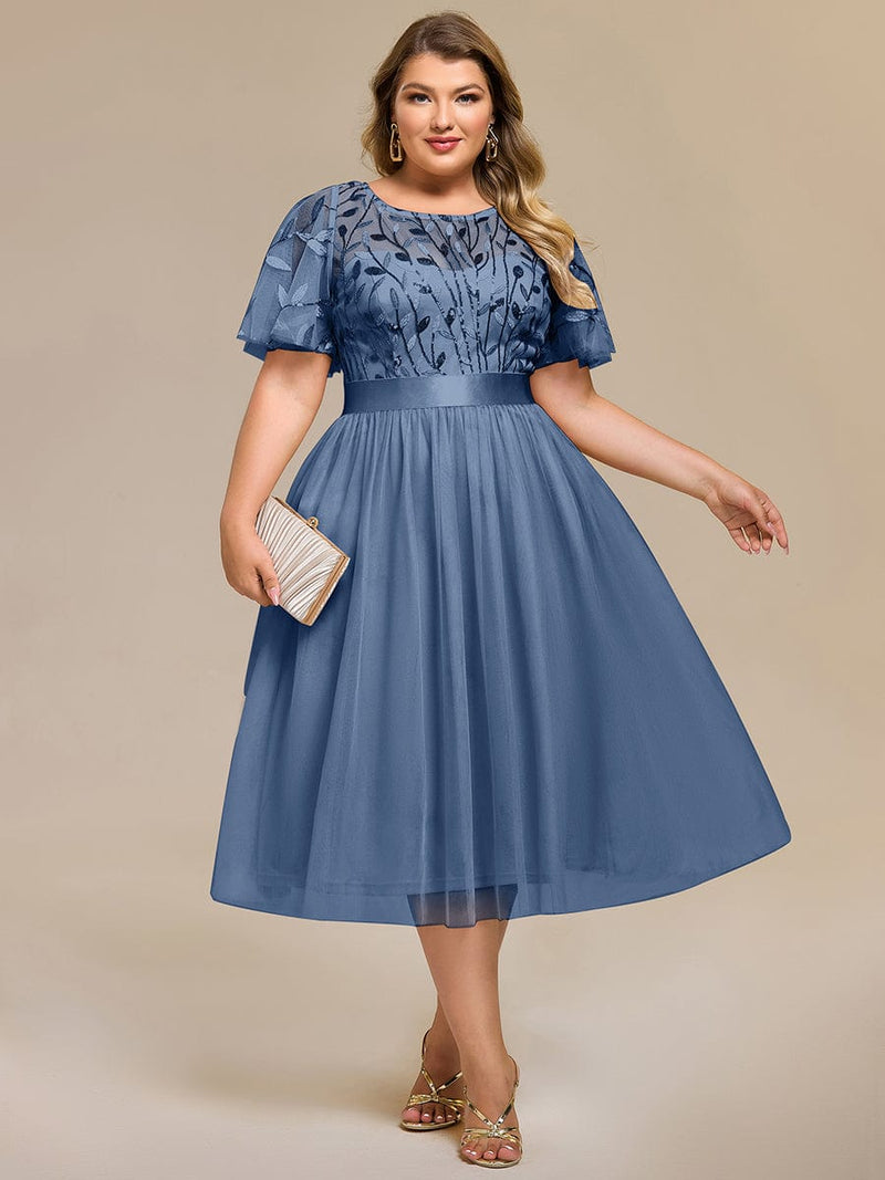 pretty TAYLOR|Plus Size Sequin Leaf Midi Evening Dress