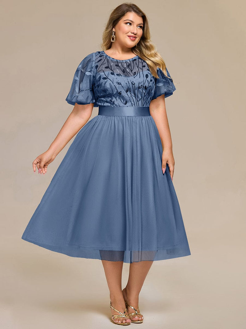 pretty TAYLOR|Plus Size Sequin Leaf Midi Evening Dress