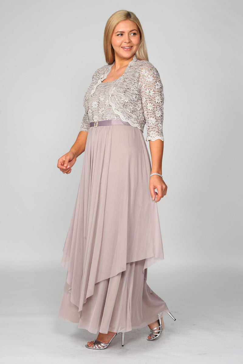 R&M Richards 7300W Long Mother Of Bride Plus Size Jacket Dress