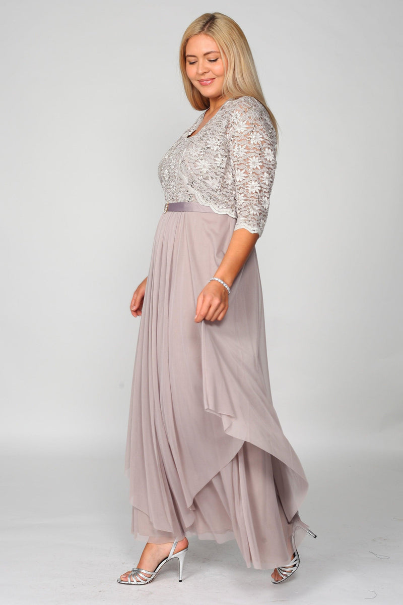R&M Richards 7300W Long Mother Of Bride Plus Size Jacket Dress