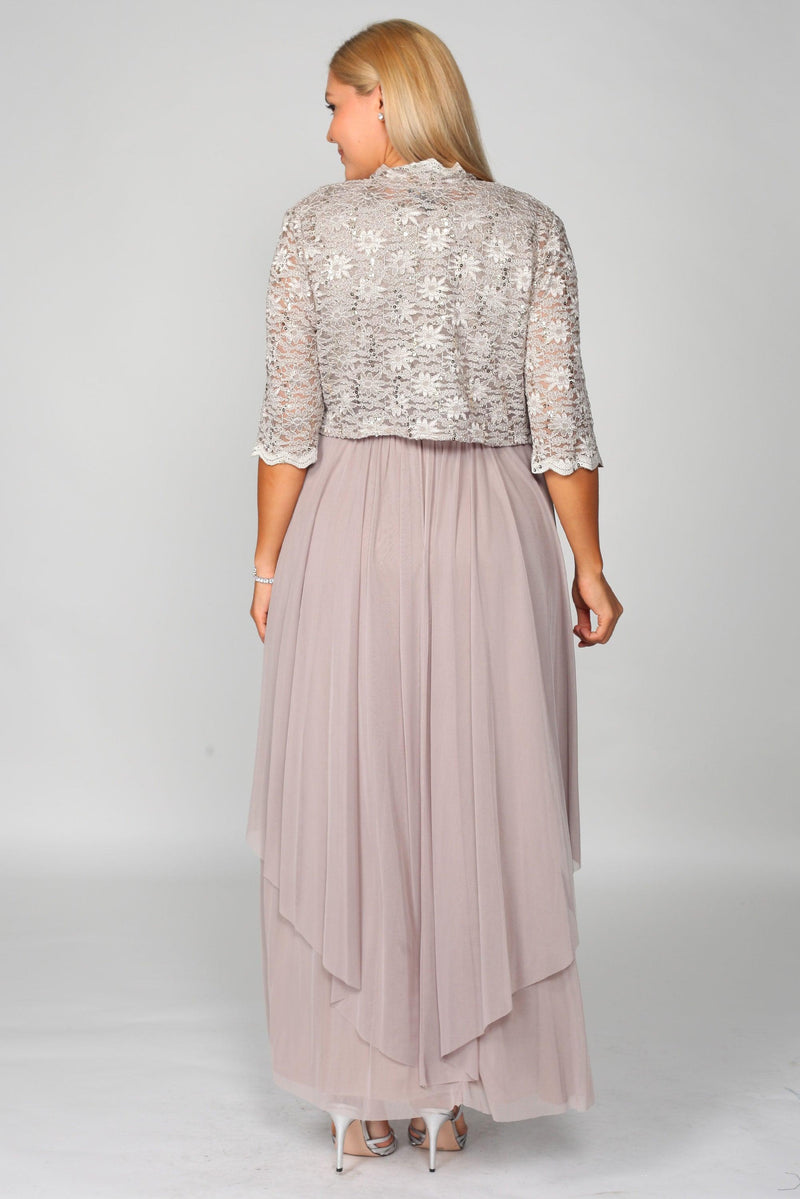 R&M Richards 7300W Long Mother Of Bride Plus Size Jacket Dress