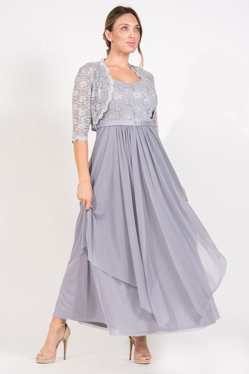 R&M Richards 7300W Long Mother Of Bride Plus Size Jacket Dress