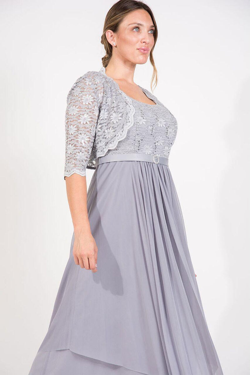 R&M Richards 7300W Long Mother Of Bride Plus Size Jacket Dress