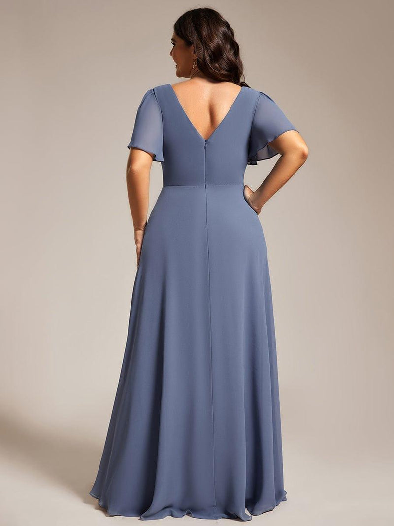 pretty LAYLAH|Plus Size Pleated A-Line Shiny Belt Chiffon Formal Evening Dress