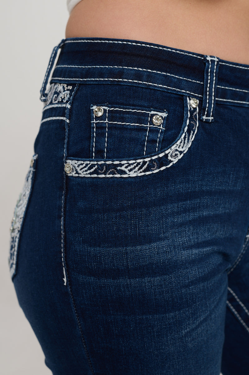 PLUS SIZE WT-760 BOOTCUT EMBROIDERED STRETCHY WOMEN'S BLING JEANS - WESTFIELD EAGLE