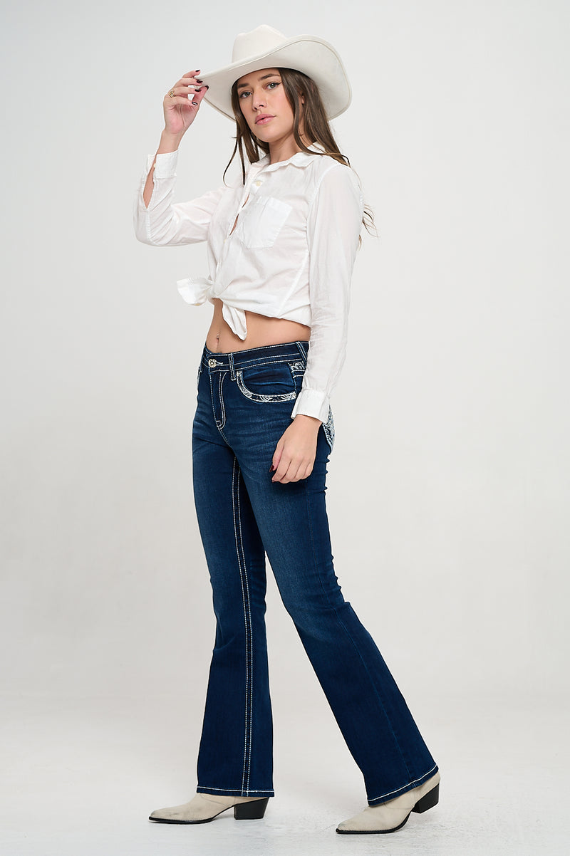 PLUS SIZE WT-760 BOOTCUT EMBROIDERED STRETCHY WOMEN'S BLING JEANS - WESTFIELD EAGLE