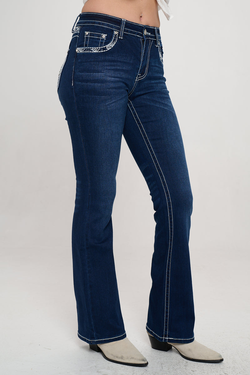 PLUS SIZE WT-760 BOOTCUT EMBROIDERED STRETCHY WOMEN'S BLING JEANS - WESTFIELD EAGLE