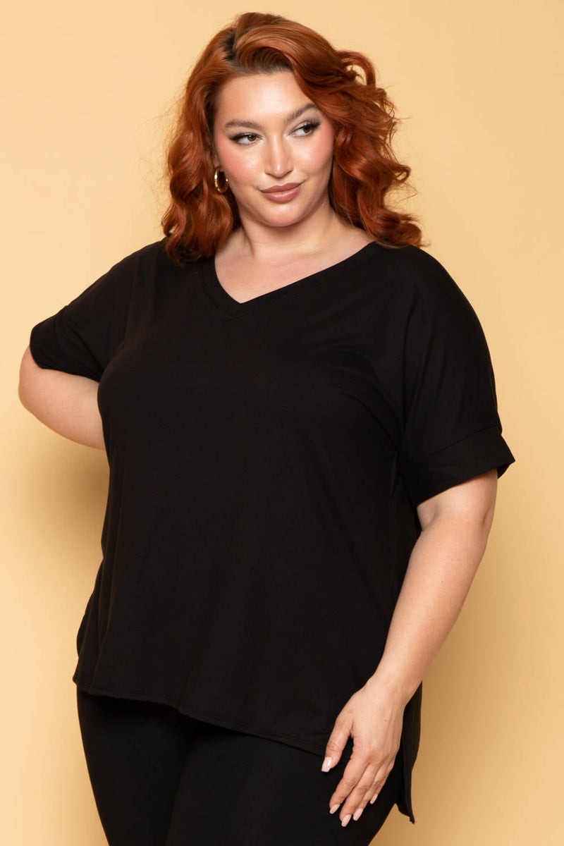 Plus Size Lexa Tee And Biker Short Set - Black