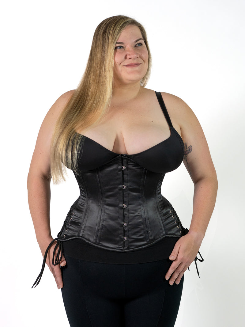 Plus Size Satin Hourglass Curve Longline Underbust Corset with Hip Ties : CS-426