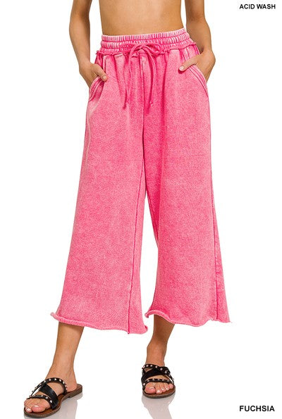 Acid Wash Fleece Palazzo Sweatpants w/ Pockets!! (INCLUDING PLUS SIZE) (12 Options)