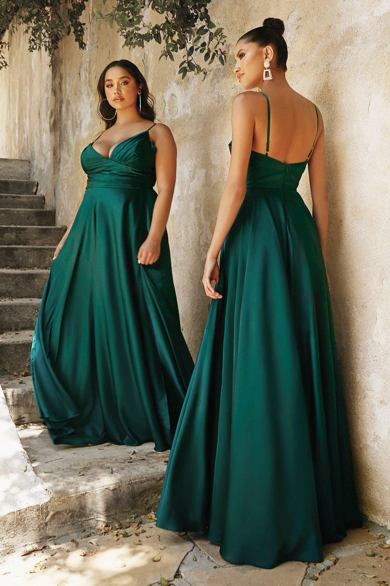 Cinderella Divine CD7485C Spaghetti Strap Long Prom Dress Plus Size