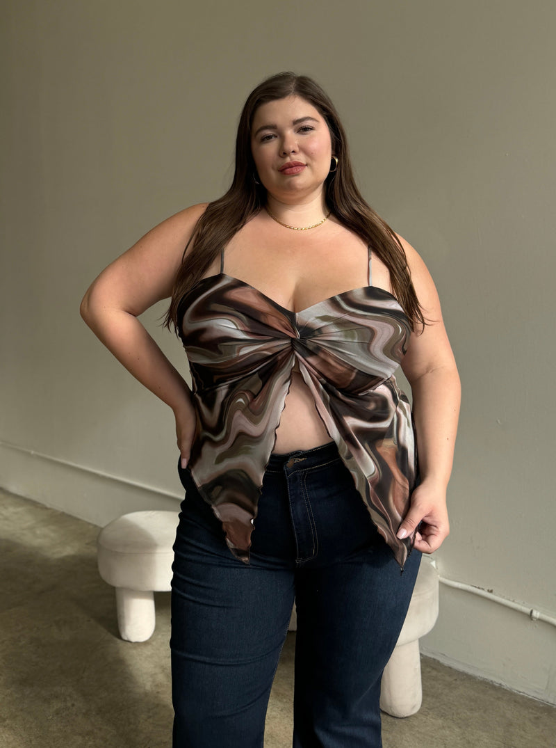 Plus Size Twist Detail Swirl Top