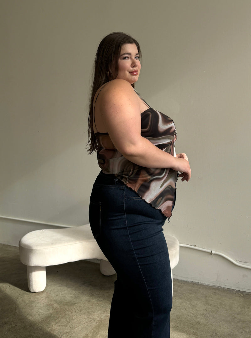 Plus Size Twist Detail Swirl Top