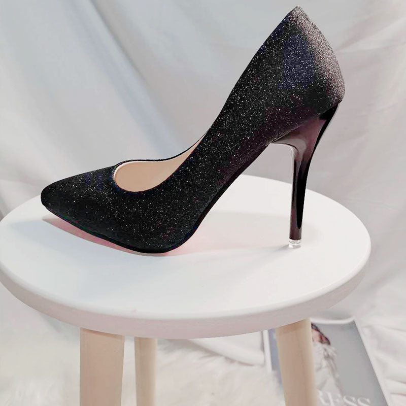 (35-45) Plus Size Shimmer Shiny Pointed Stiletto Heels