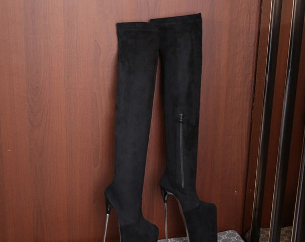 Custom Made Over The Knee Platform Stiletto Boots - Plus Size