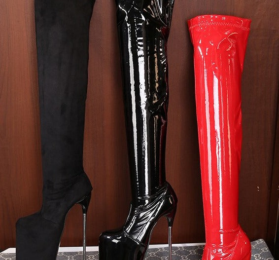 Custom Made Over The Knee Platform Stiletto Boots - Plus Size