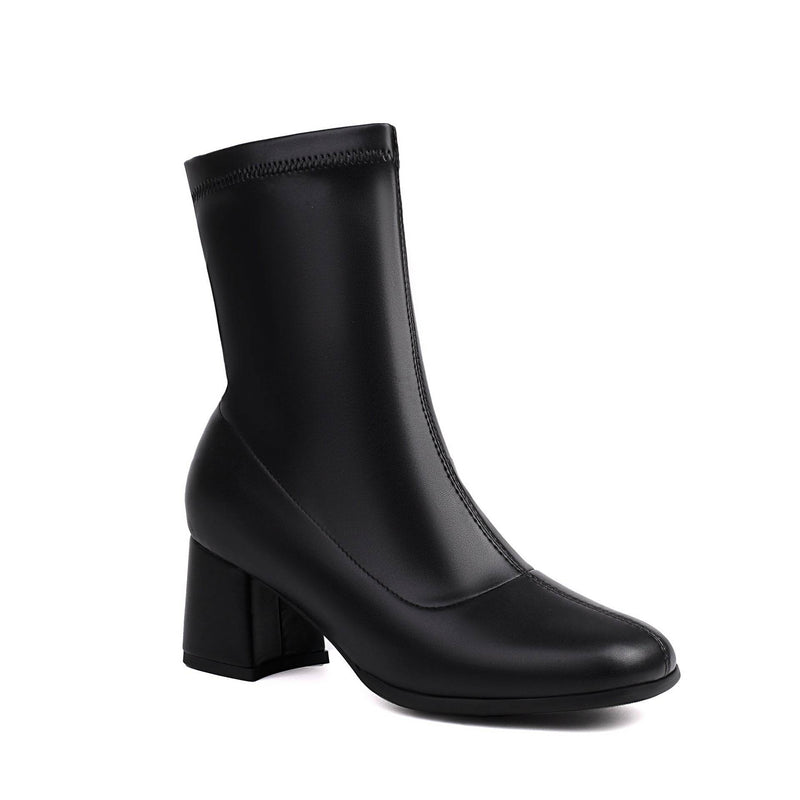 Elegant Plus Size Ankle Boots - Low Heel, Versatile Zipper for Style