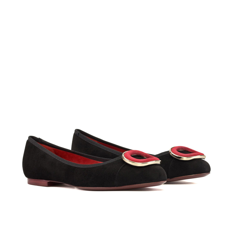 Women's Padua Flat Leather Shoes Wide Plus Size Passion Red Luxury Black 5285