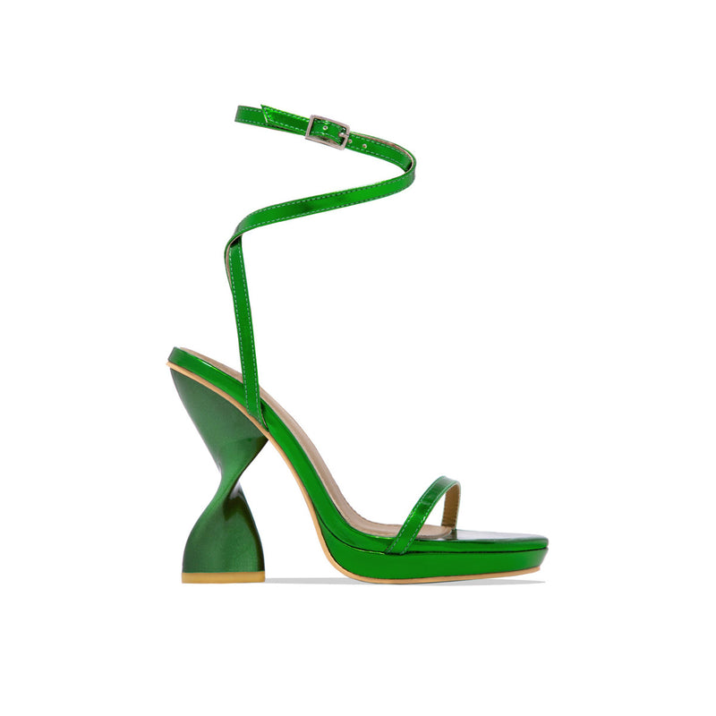 4 inch Thick High Heel plus thick Front Platform Sandals plus Size Women Walking Shoes Heels in Gold Green or Purple