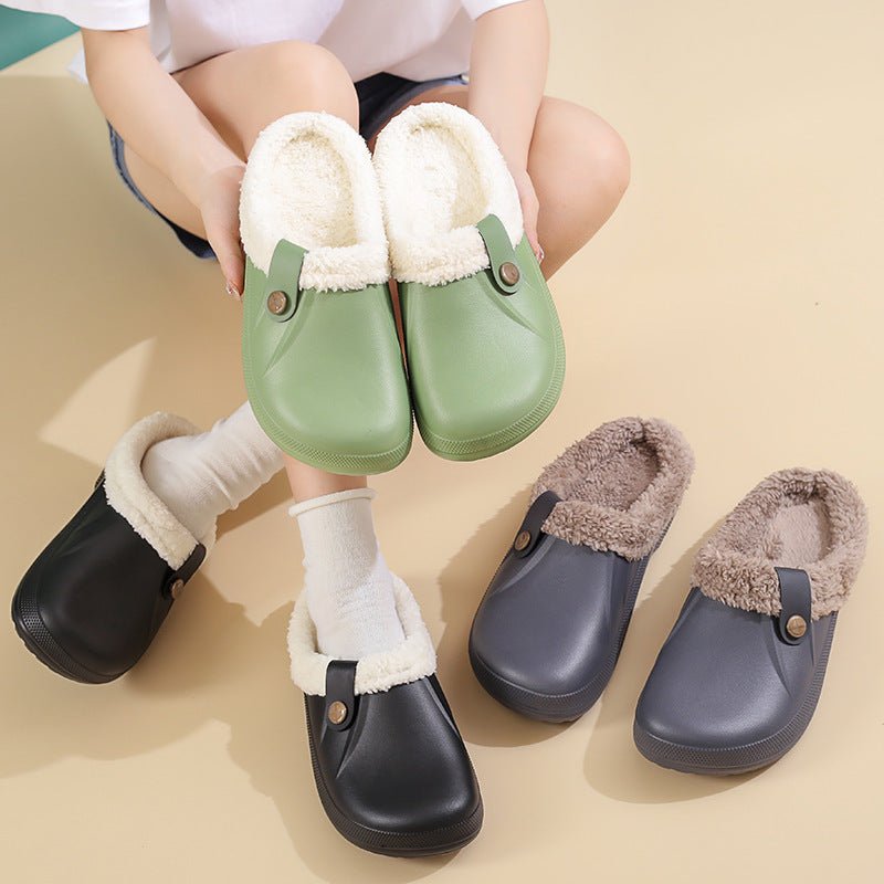 Female Plus Size Fleece-lined Home Cotton Slippers