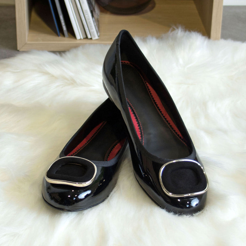 Women's Rome Flat Leather Shoes Wide Plus Size Luxury Black 5240