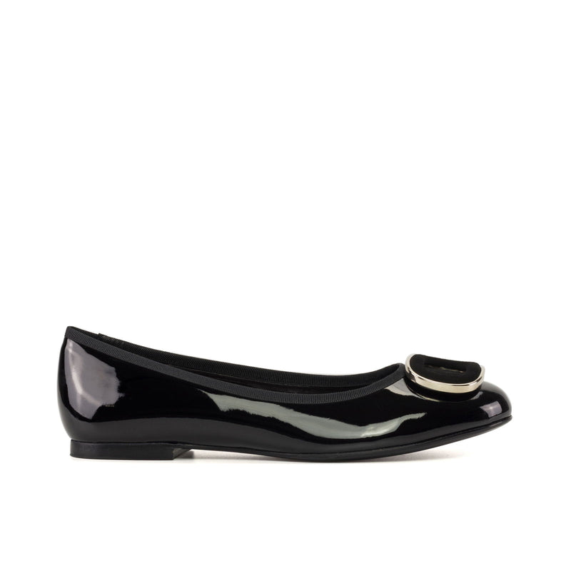 Women's Rome Flat Leather Shoes Wide Plus Size Luxury Black 5240