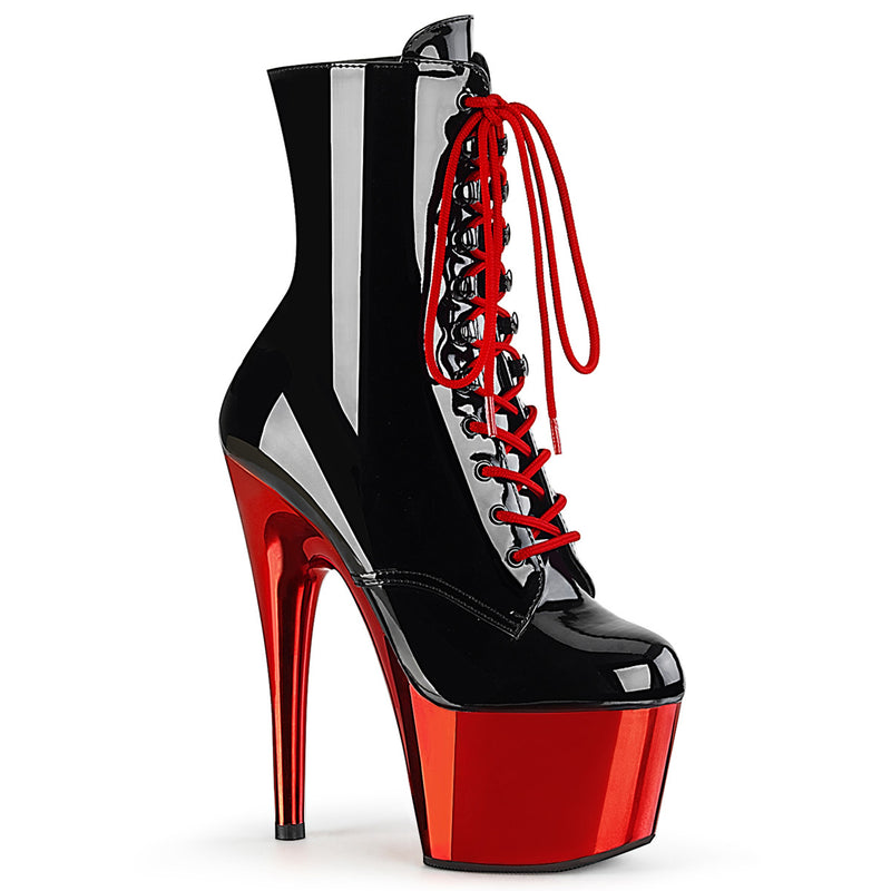 Pleaser Adore-1020 Red Chrome Boots