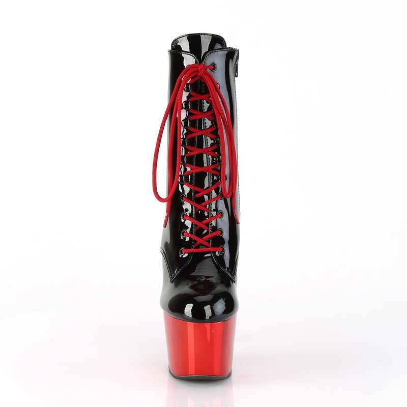 Pleaser Adore-1020 Red Chrome Boots