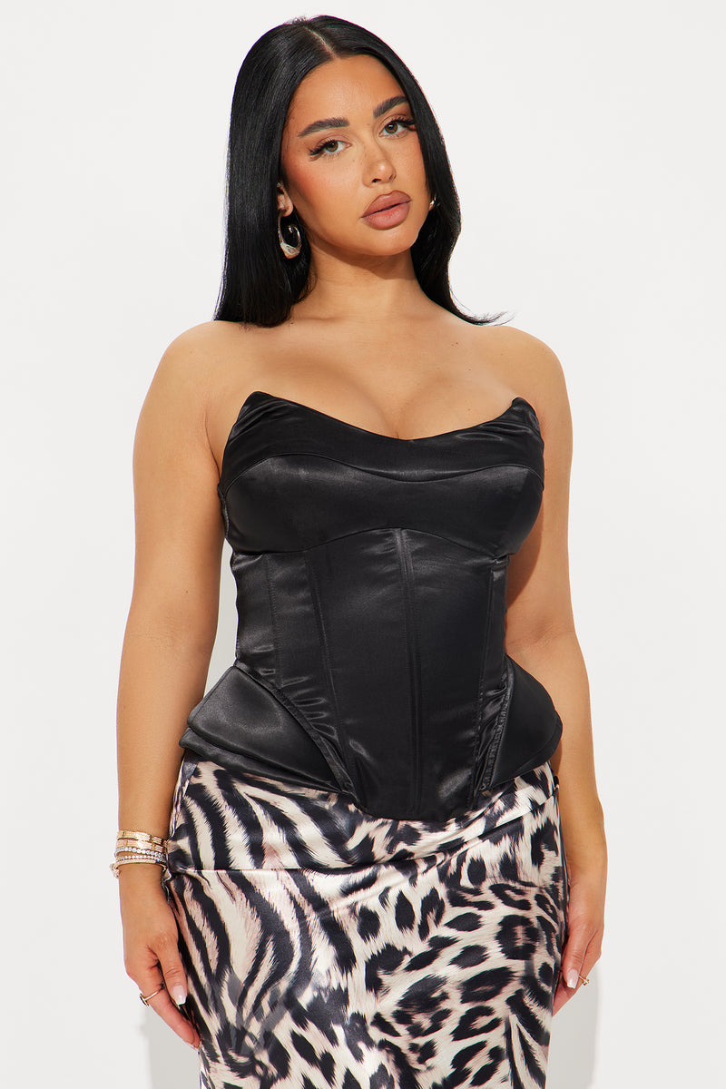Best Of Me Satin Corset Top - Black