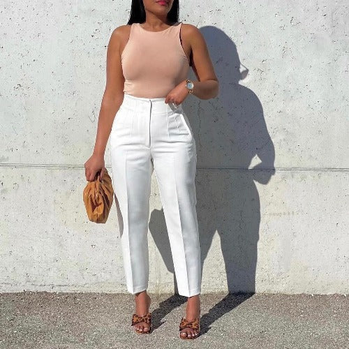 Womens Clothing Plus Size Fashion Temperament Leisure Slimming High Waist Suit Pants Solid Color African