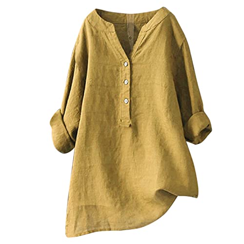 Generic Women Shirts Olive Green Shirt Women Green Long Sleeve Shirt Women Swim Shirt Women Womens Summer Shirts Cute Winery Outfits Clothes for Women Plus Size Tops for Women Summer, Large, D-yellow