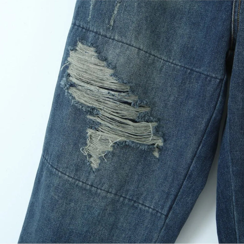 2023 Autumn Good Quality Clothes Women Jeans Plus Size Fake Hole Print Denim Harem Pants Fashion Vintage Classic Curve Bottoms