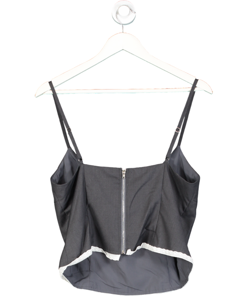 White Fox Grey Strappy Top With Flower Lace Detailing UK XL