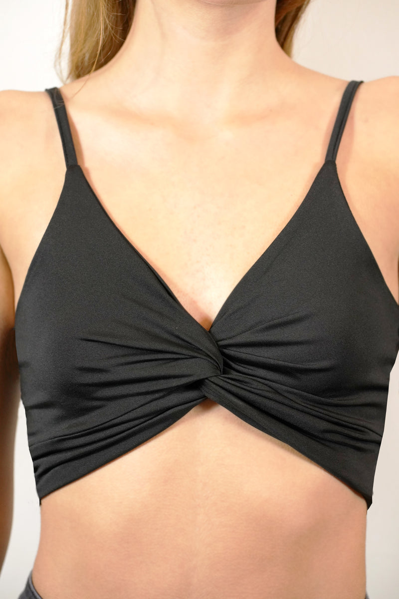 Solid Twist Front Crop Cami Top
