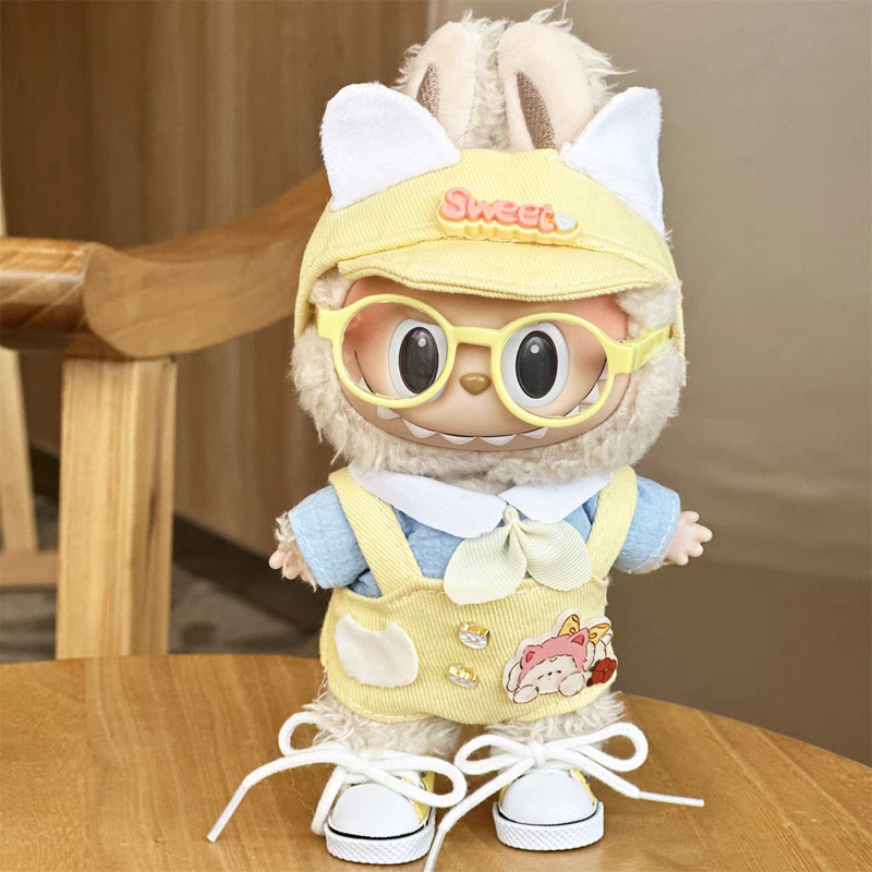 Doll Cloth Sweet Buttercream Kitten Overalls Set - 001