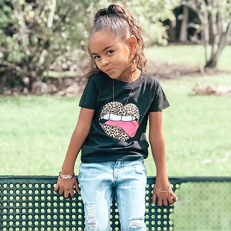 *Leopard lips T-shirt