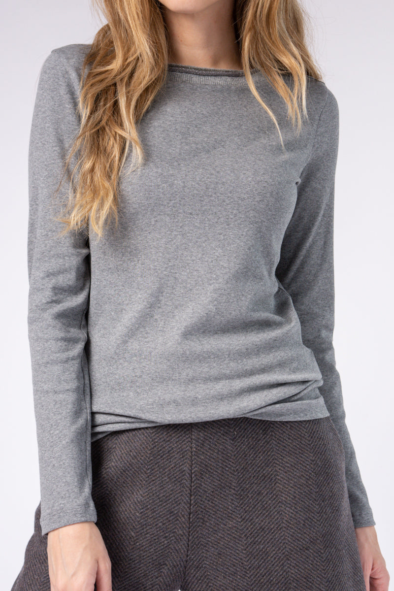 Embellished Top in Light Grey