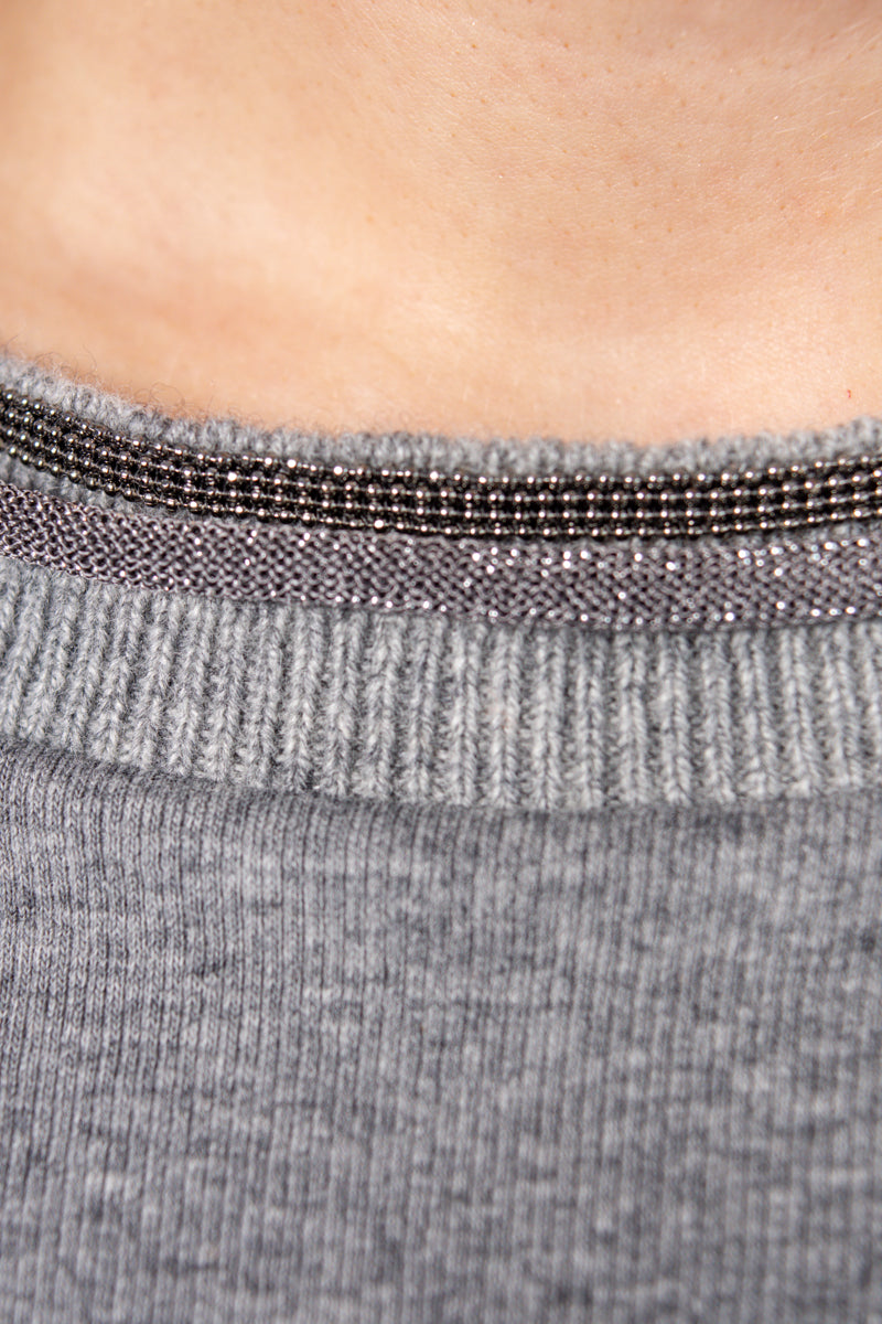 Embellished Top in Light Grey