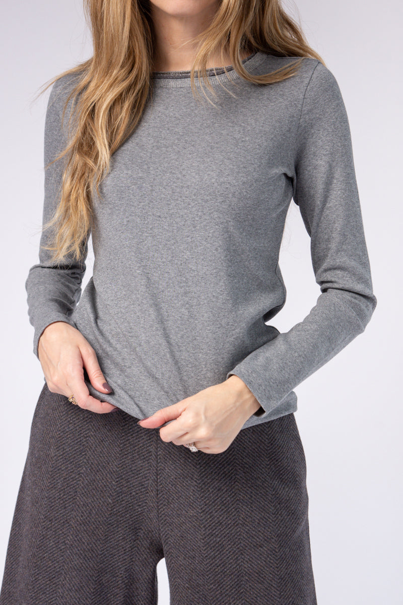Embellished Top in Light Grey