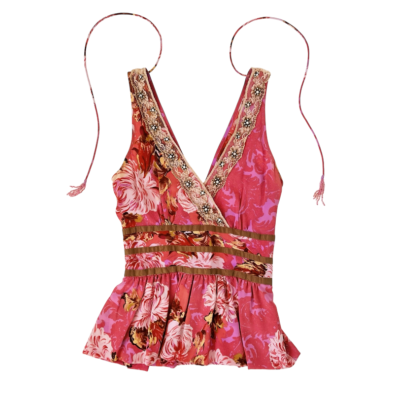 Pink Silk Embellished Top