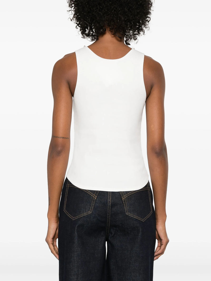 Crush Embellished Tank Ivory