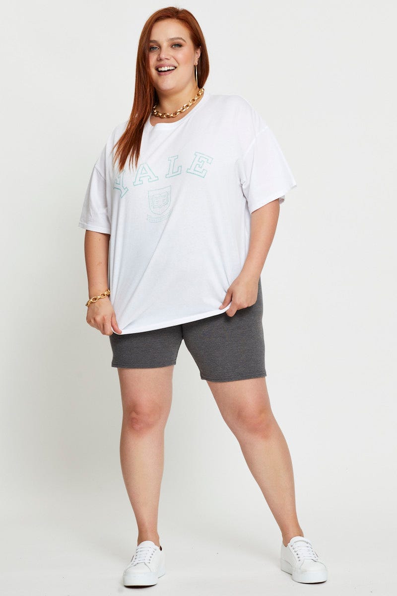 White Short Sleeve Jersey Crew Neck