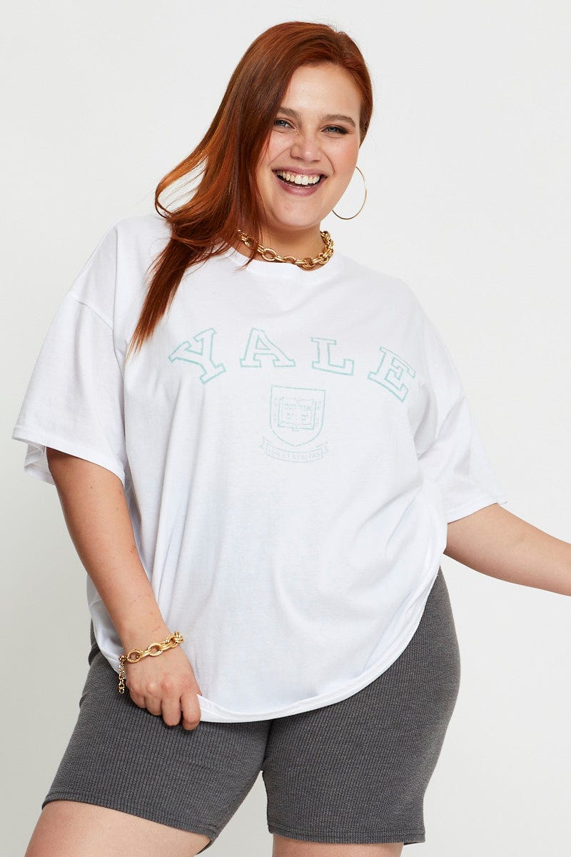 White Short Sleeve Jersey Crew Neck