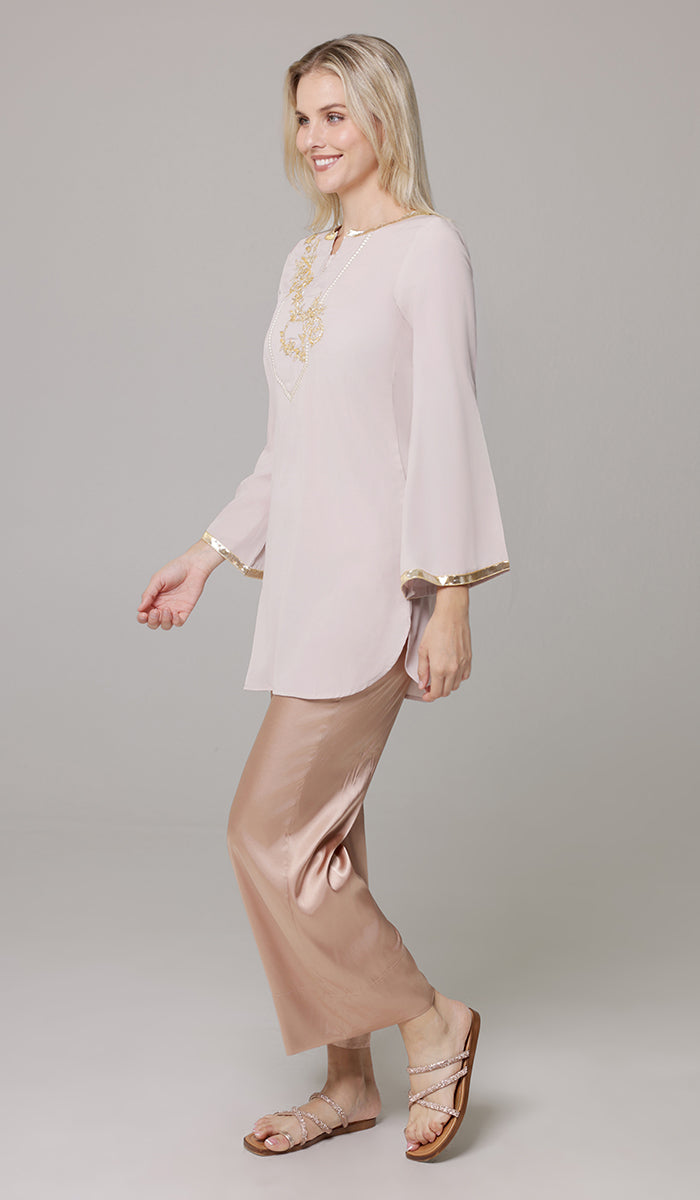 Ana Gold Embellished Modest Formal Tunic - Blush