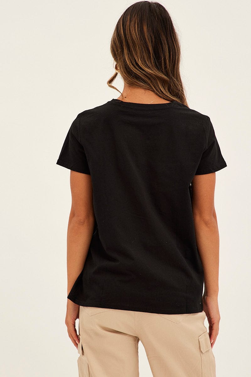 Black Embroidered Slogan Girl Power T-Shirt