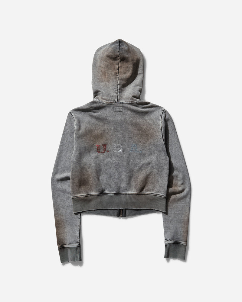 Women's Crystal-Embellished Zip Hoodie Dirty Tan Wash