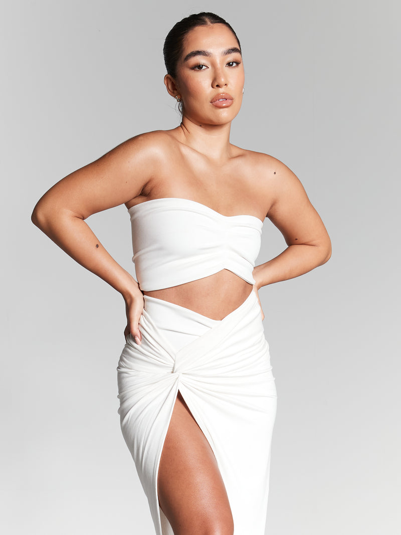 Lisa Ivory Multiway Pleated Bandeau Top